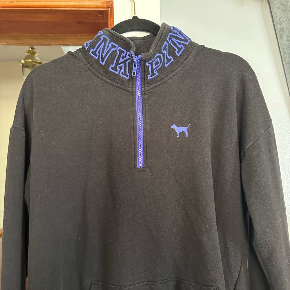 PINK Embroidered Quarter Zip Pullover